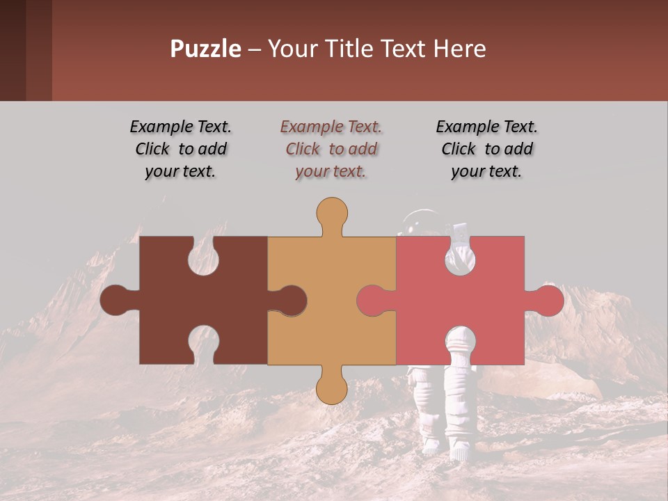 A Man In An Astronaut Suit Walking On A Rocky Surface With Mountains In The Background PowerPoint Template