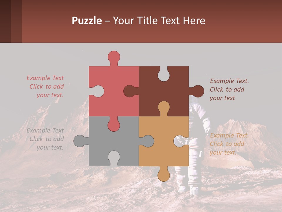 A Man In An Astronaut Suit Walking On A Rocky Surface With Mountains In The Background PowerPoint Template