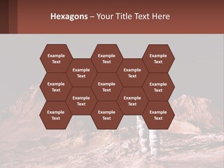 A Man In An Astronaut Suit Walking On A Rocky Surface With Mountains In The Background PowerPoint Template