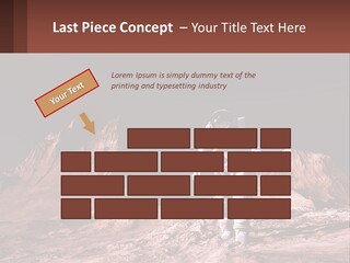 A Man In An Astronaut Suit Walking On A Rocky Surface With Mountains In The Background PowerPoint Template
