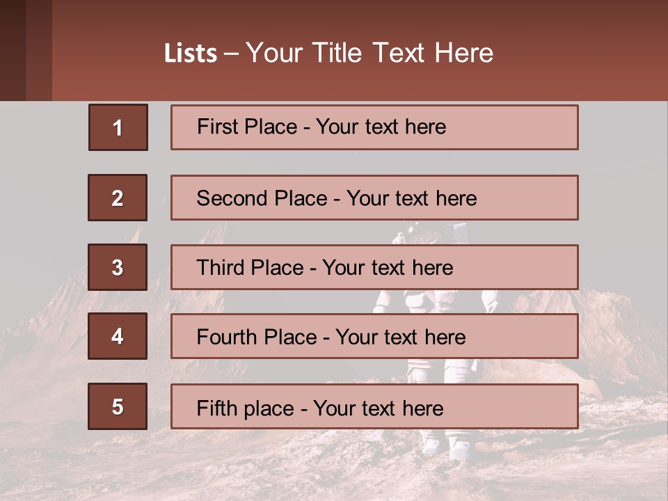 A Man In An Astronaut Suit Walking On A Rocky Surface With Mountains In The Background PowerPoint Template