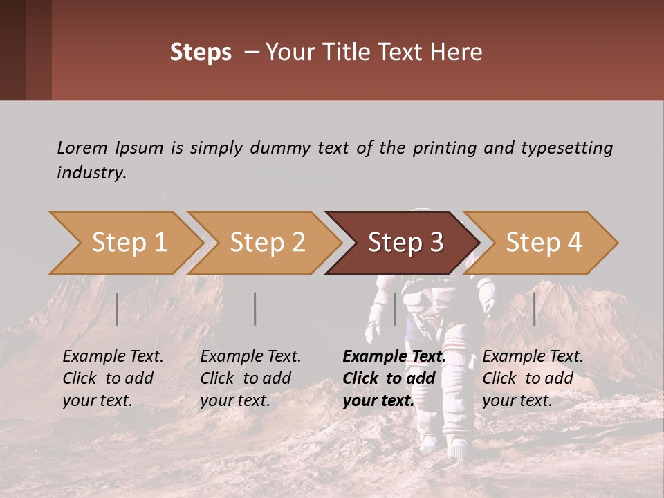 A Man In An Astronaut Suit Walking On A Rocky Surface With Mountains In The Background PowerPoint Template