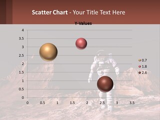 A Man In An Astronaut Suit Walking On A Rocky Surface With Mountains In The Background PowerPoint Template