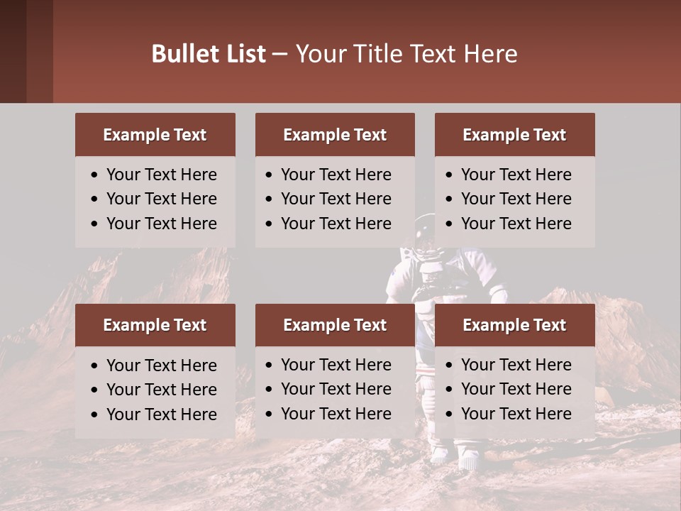 A Man In An Astronaut Suit Walking On A Rocky Surface With Mountains In The Background PowerPoint Template