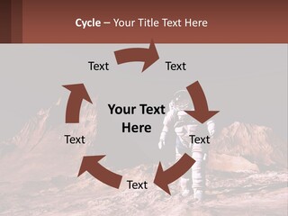 A Man In An Astronaut Suit Walking On A Rocky Surface With Mountains In The Background PowerPoint Template