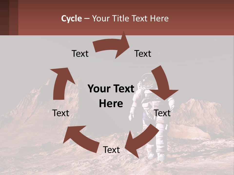 A Man In An Astronaut Suit Walking On A Rocky Surface With Mountains In The Background PowerPoint Template