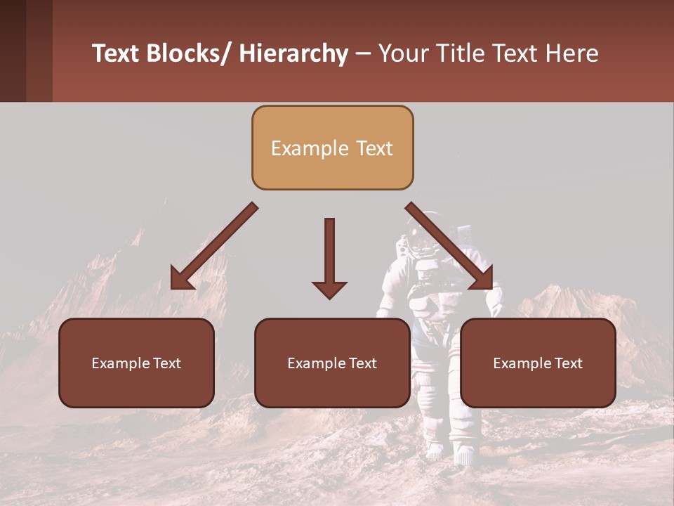 A Man In An Astronaut Suit Walking On A Rocky Surface With Mountains In The Background PowerPoint Template
