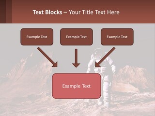 A Man In An Astronaut Suit Walking On A Rocky Surface With Mountains In The Background PowerPoint Template