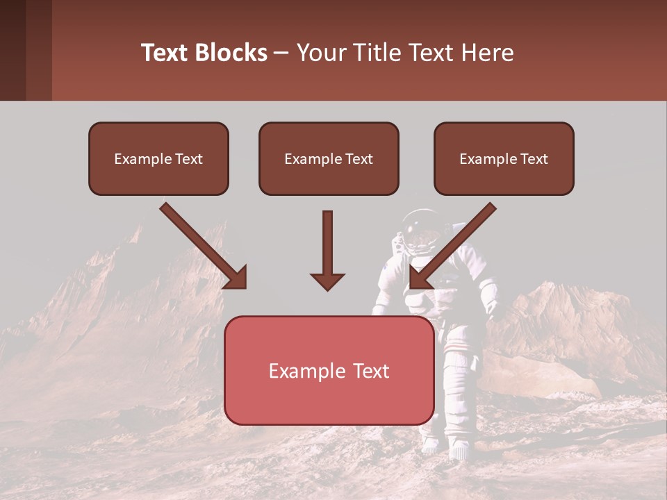 A Man In An Astronaut Suit Walking On A Rocky Surface With Mountains In The Background PowerPoint Template