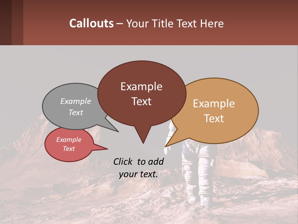 A Man In An Astronaut Suit Walking On A Rocky Surface With Mountains In The Background PowerPoint Template