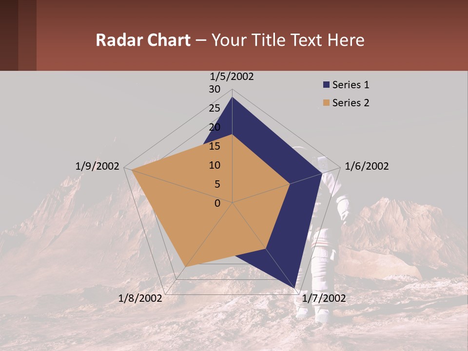 A Man In An Astronaut Suit Walking On A Rocky Surface With Mountains In The Background PowerPoint Template