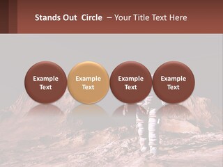 A Man In An Astronaut Suit Walking On A Rocky Surface With Mountains In The Background PowerPoint Template