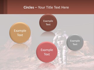 A Man In An Astronaut Suit Walking On A Rocky Surface With Mountains In The Background PowerPoint Template