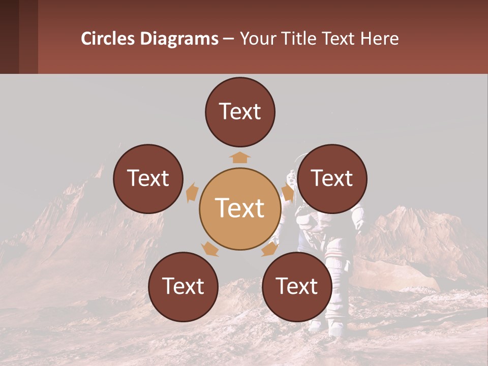 A Man In An Astronaut Suit Walking On A Rocky Surface With Mountains In The Background PowerPoint Template