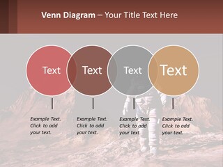 A Man In An Astronaut Suit Walking On A Rocky Surface With Mountains In The Background PowerPoint Template