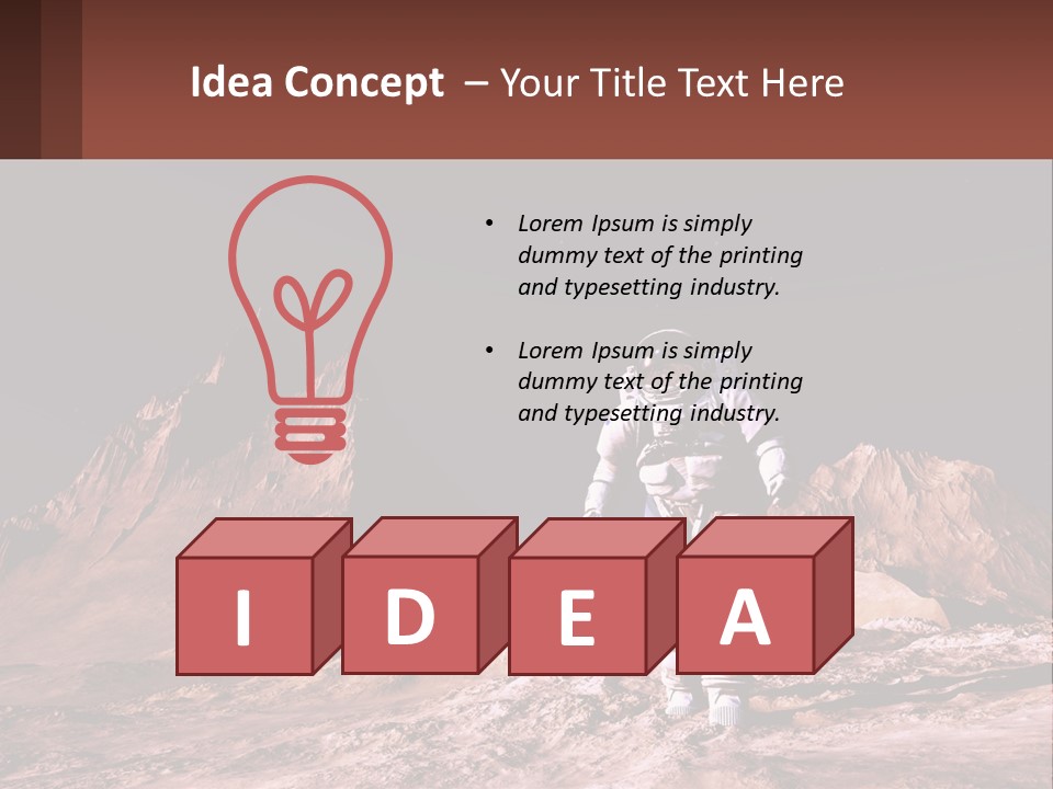 A Man In An Astronaut Suit Walking On A Rocky Surface With Mountains In The Background PowerPoint Template