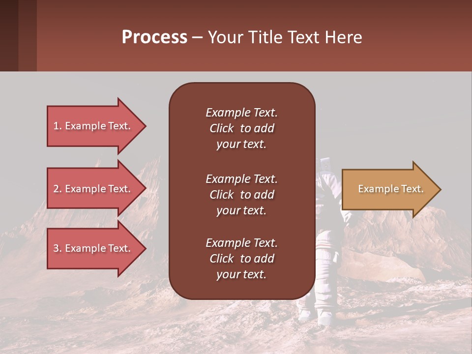 A Man In An Astronaut Suit Walking On A Rocky Surface With Mountains In The Background PowerPoint Template