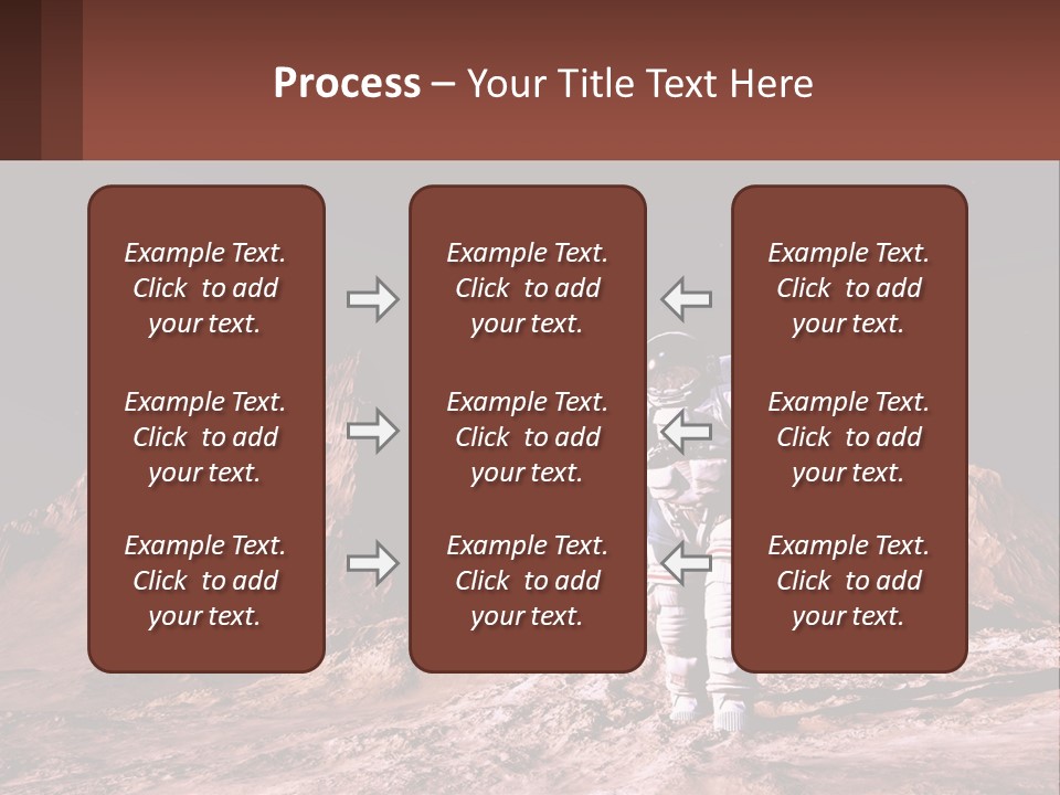 A Man In An Astronaut Suit Walking On A Rocky Surface With Mountains In The Background PowerPoint Template
