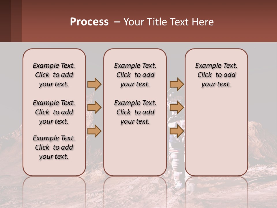 A Man In An Astronaut Suit Walking On A Rocky Surface With Mountains In The Background PowerPoint Template
