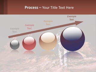 A Man In An Astronaut Suit Walking On A Rocky Surface With Mountains In The Background PowerPoint Template