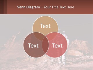 A Man In An Astronaut Suit Walking On A Rocky Surface With Mountains In The Background PowerPoint Template