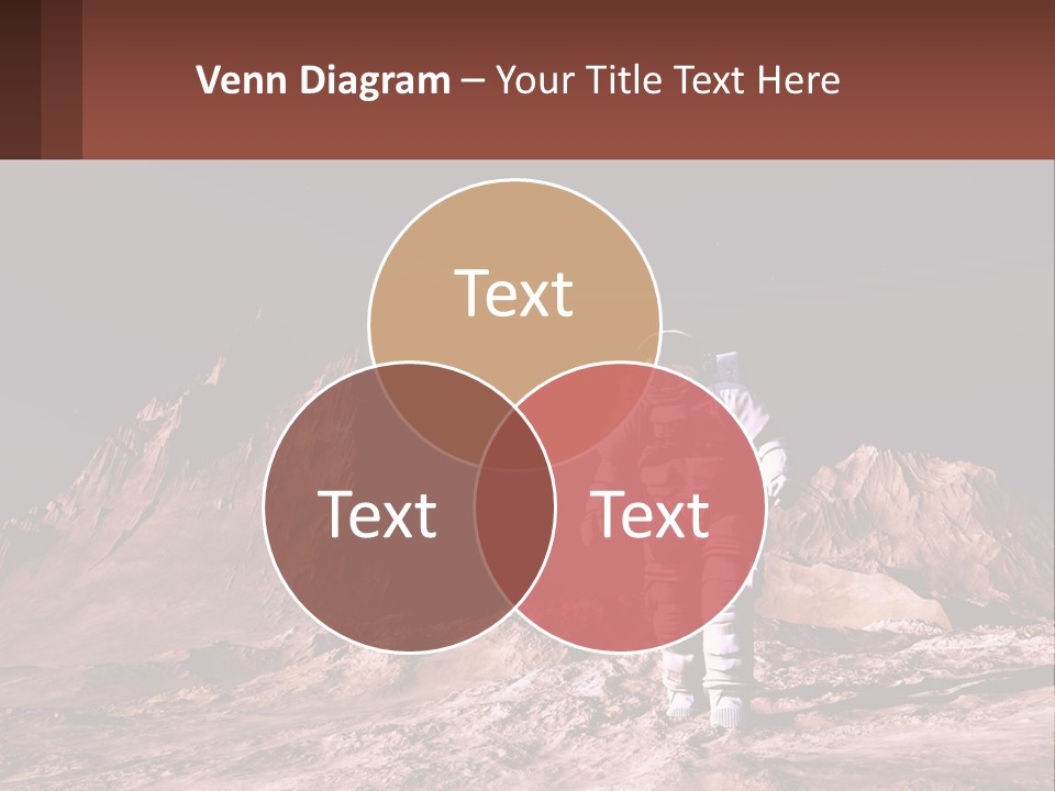 A Man In An Astronaut Suit Walking On A Rocky Surface With Mountains In The Background PowerPoint Template