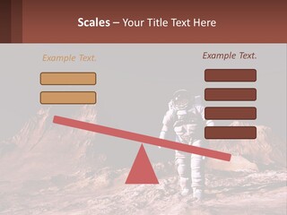 A Man In An Astronaut Suit Walking On A Rocky Surface With Mountains In The Background PowerPoint Template