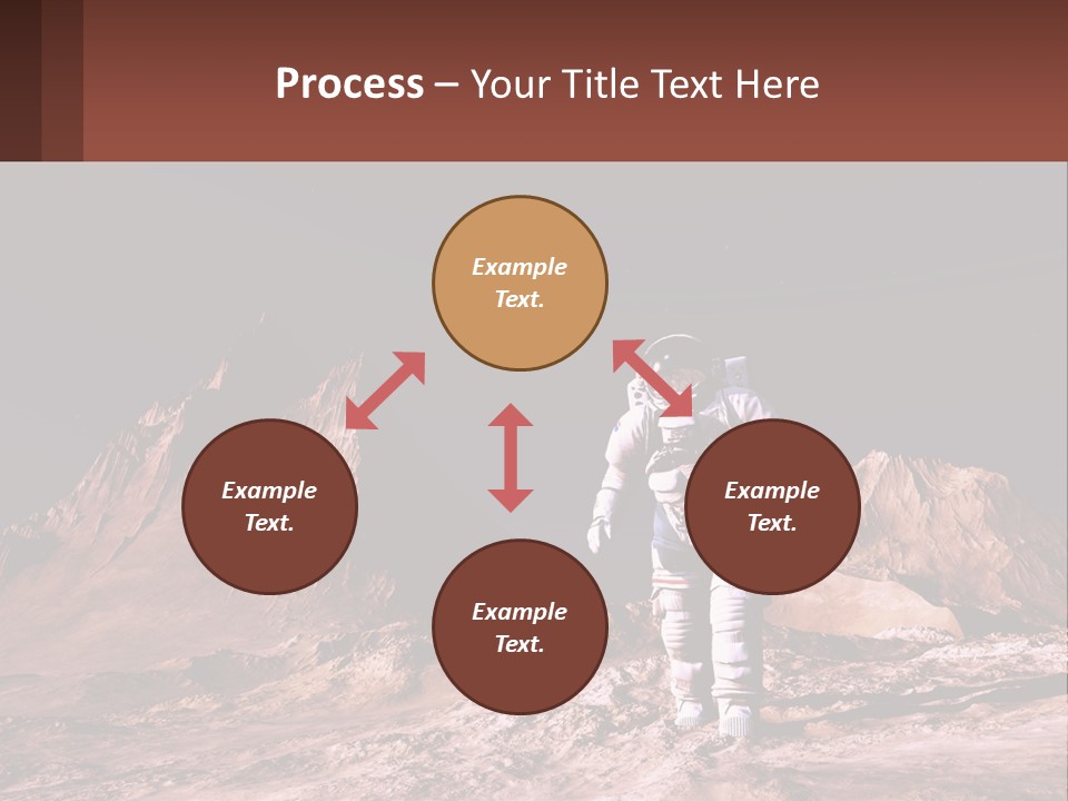 A Man In An Astronaut Suit Walking On A Rocky Surface With Mountains In The Background PowerPoint Template