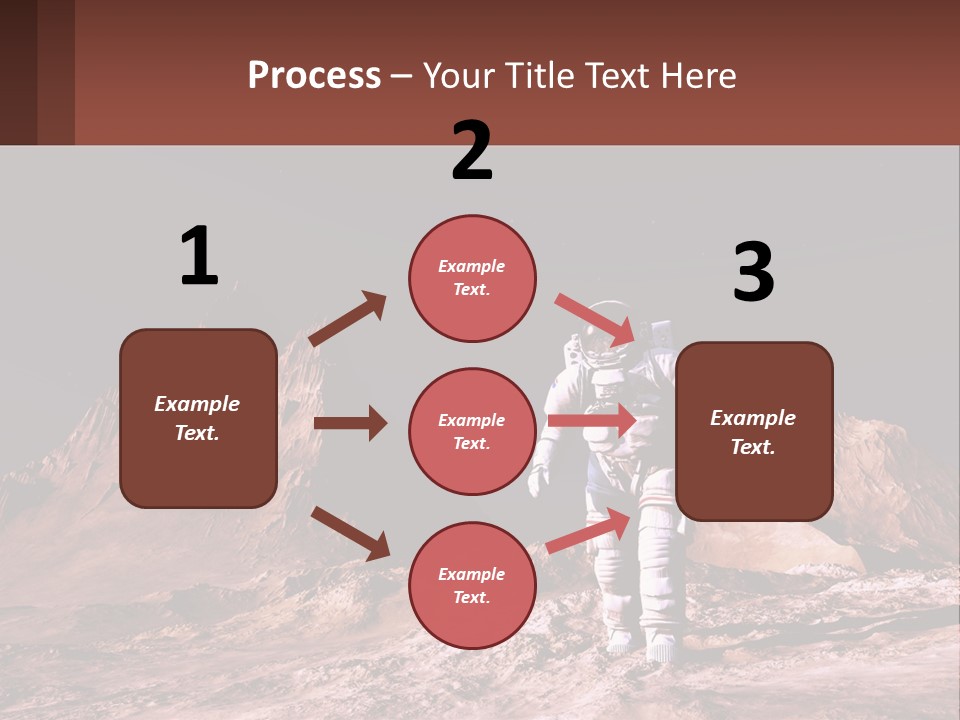 A Man In An Astronaut Suit Walking On A Rocky Surface With Mountains In The Background PowerPoint Template