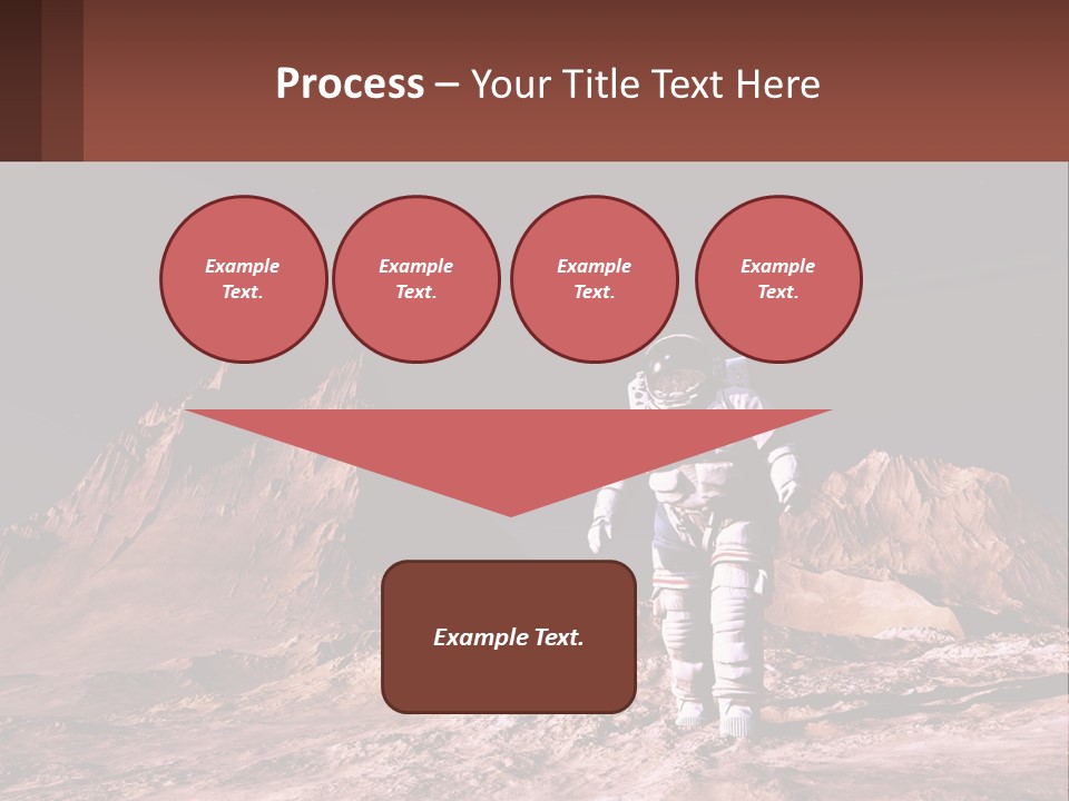 A Man In An Astronaut Suit Walking On A Rocky Surface With Mountains In The Background PowerPoint Template