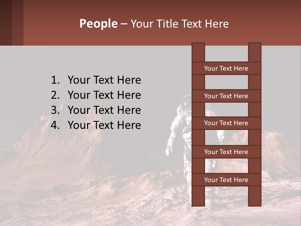 A Man In An Astronaut Suit Walking On A Rocky Surface With Mountains In The Background PowerPoint Template