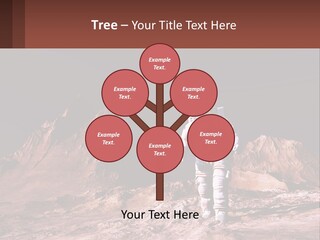 A Man In An Astronaut Suit Walking On A Rocky Surface With Mountains In The Background PowerPoint Template