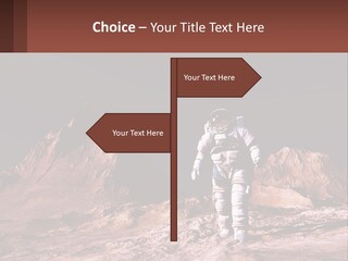 A Man In An Astronaut Suit Walking On A Rocky Surface With Mountains In The Background PowerPoint Template