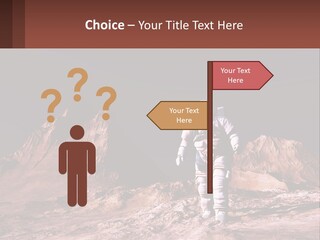A Man In An Astronaut Suit Walking On A Rocky Surface With Mountains In The Background PowerPoint Template