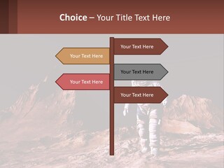 A Man In An Astronaut Suit Walking On A Rocky Surface With Mountains In The Background PowerPoint Template