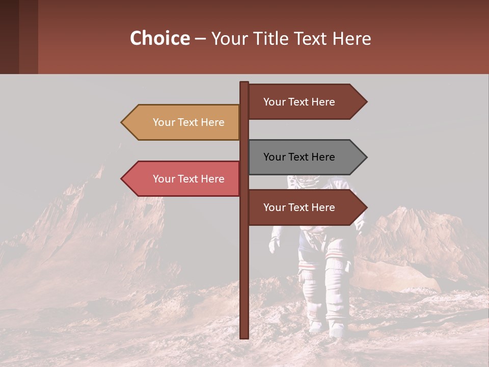 A Man In An Astronaut Suit Walking On A Rocky Surface With Mountains In The Background PowerPoint Template