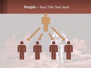 A Man In An Astronaut Suit Walking On A Rocky Surface With Mountains In The Background PowerPoint Template