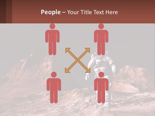 A Man In An Astronaut Suit Walking On A Rocky Surface With Mountains In The Background PowerPoint Template