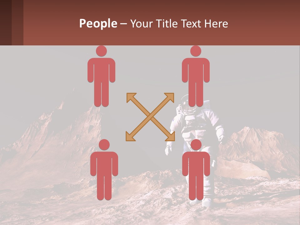 A Man In An Astronaut Suit Walking On A Rocky Surface With Mountains In The Background PowerPoint Template