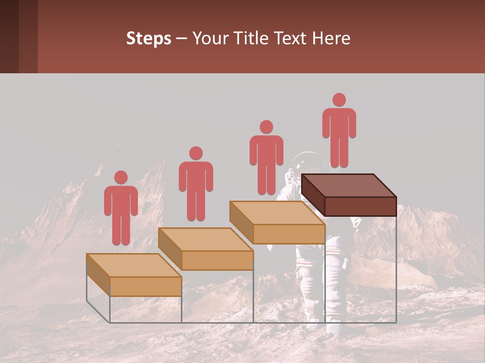 A Man In An Astronaut Suit Walking On A Rocky Surface With Mountains In The Background PowerPoint Template