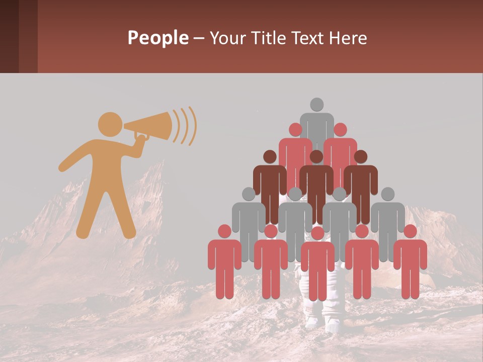 A Man In An Astronaut Suit Walking On A Rocky Surface With Mountains In The Background PowerPoint Template