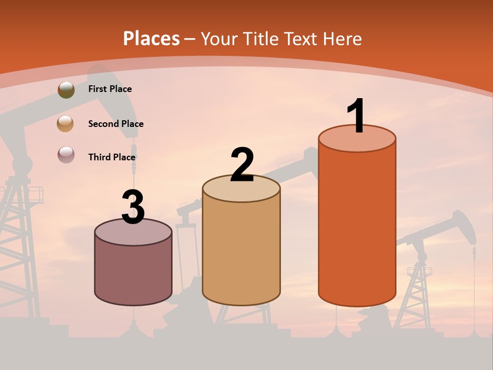 A Group Of Oil Pumps With A Sunset In The Background PowerPoint Template