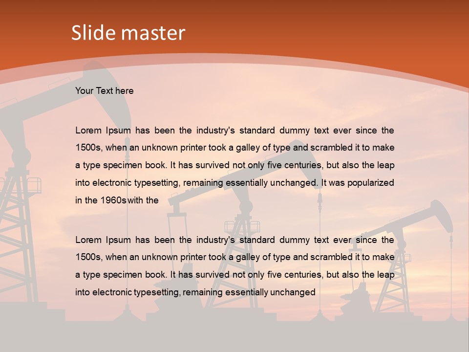 A Group Of Oil Pumps With A Sunset In The Background PowerPoint Template