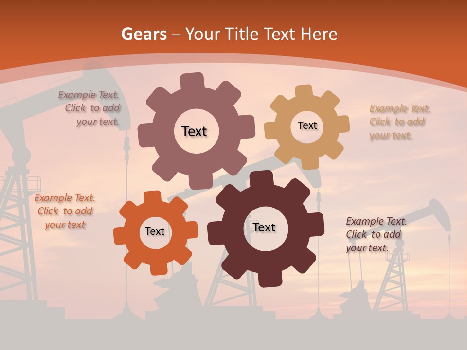A Group Of Oil Pumps With A Sunset In The Background PowerPoint Template