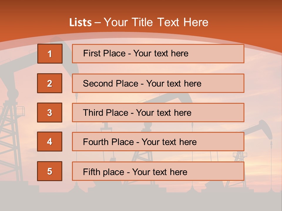 A Group Of Oil Pumps With A Sunset In The Background PowerPoint Template
