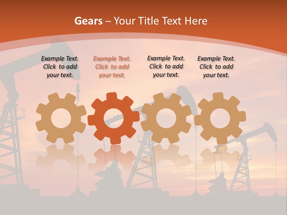 A Group Of Oil Pumps With A Sunset In The Background PowerPoint Template