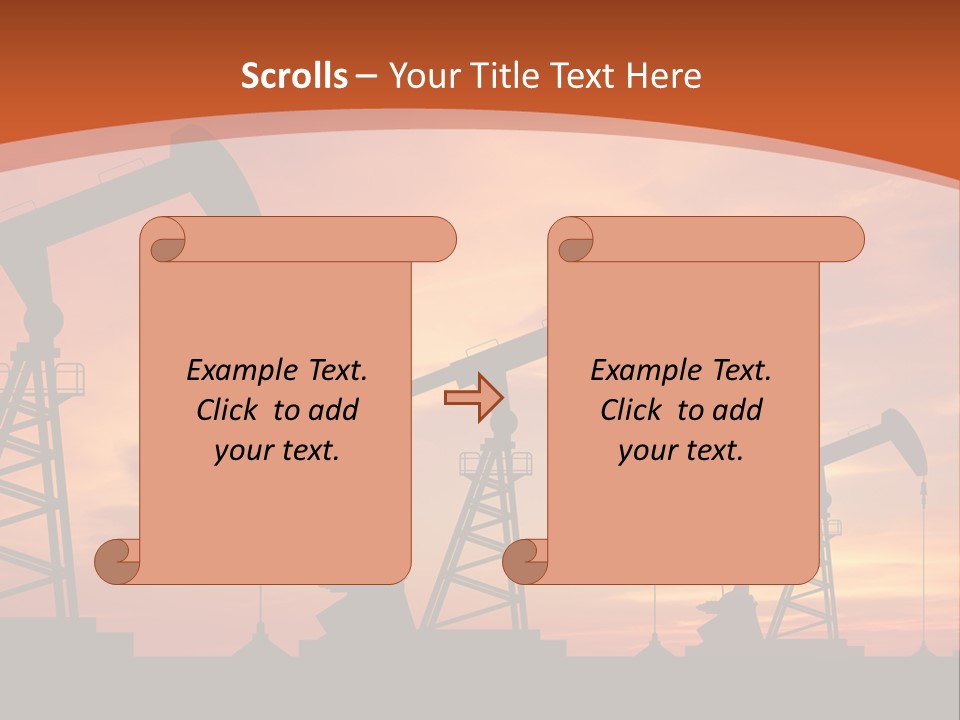 A Group Of Oil Pumps With A Sunset In The Background PowerPoint Template