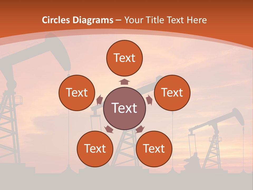 A Group Of Oil Pumps With A Sunset In The Background PowerPoint Template