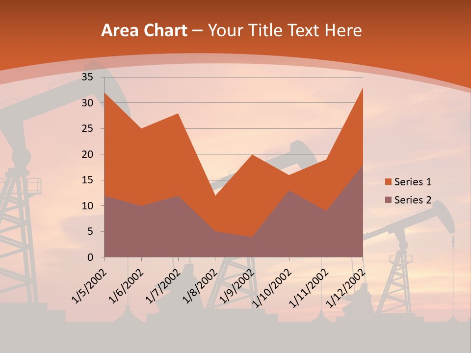 A Group Of Oil Pumps With A Sunset In The Background PowerPoint Template