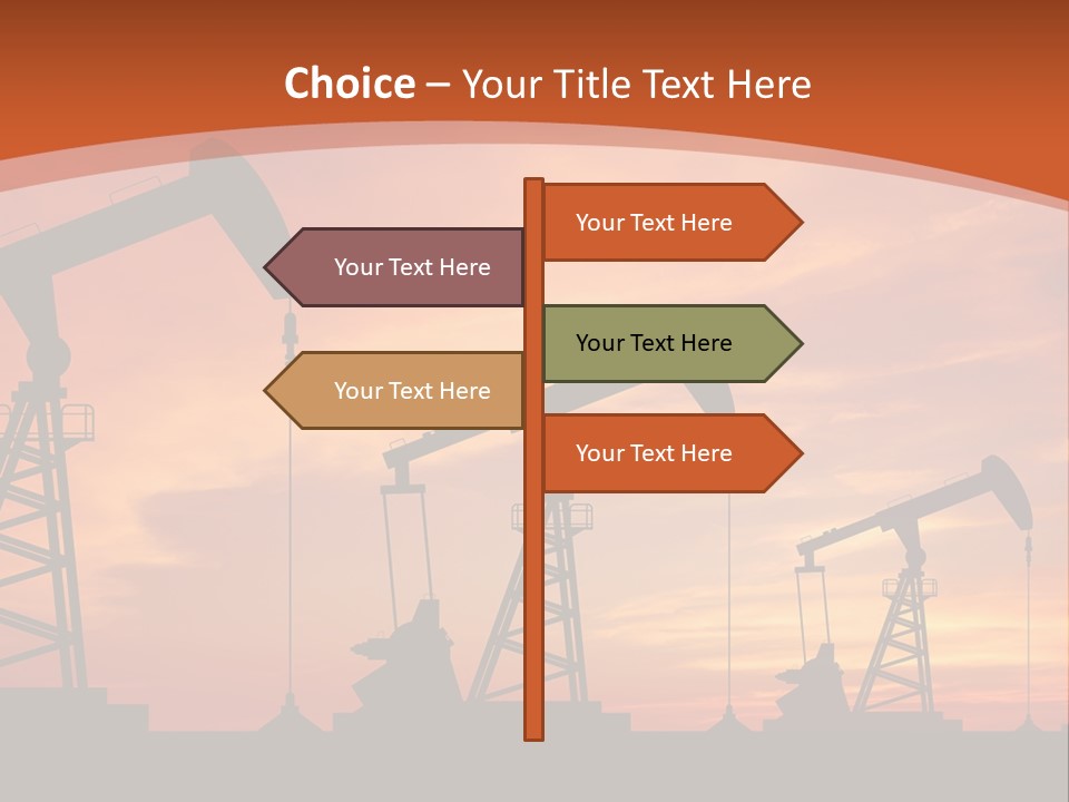 A Group Of Oil Pumps With A Sunset In The Background PowerPoint Template